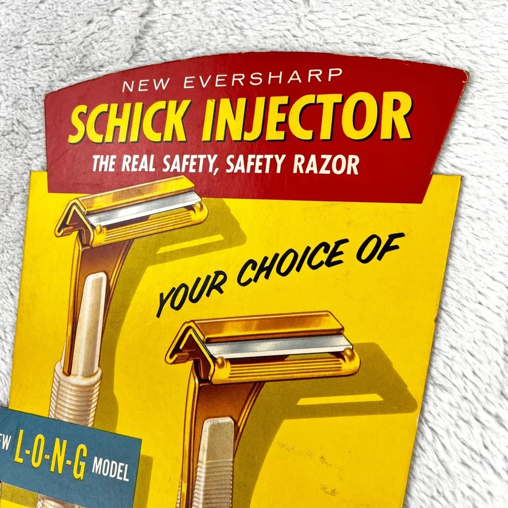 1950s Schick Injector Razor Display Sign 14" Cardboard Advertising‎ - Picture 7 of 11